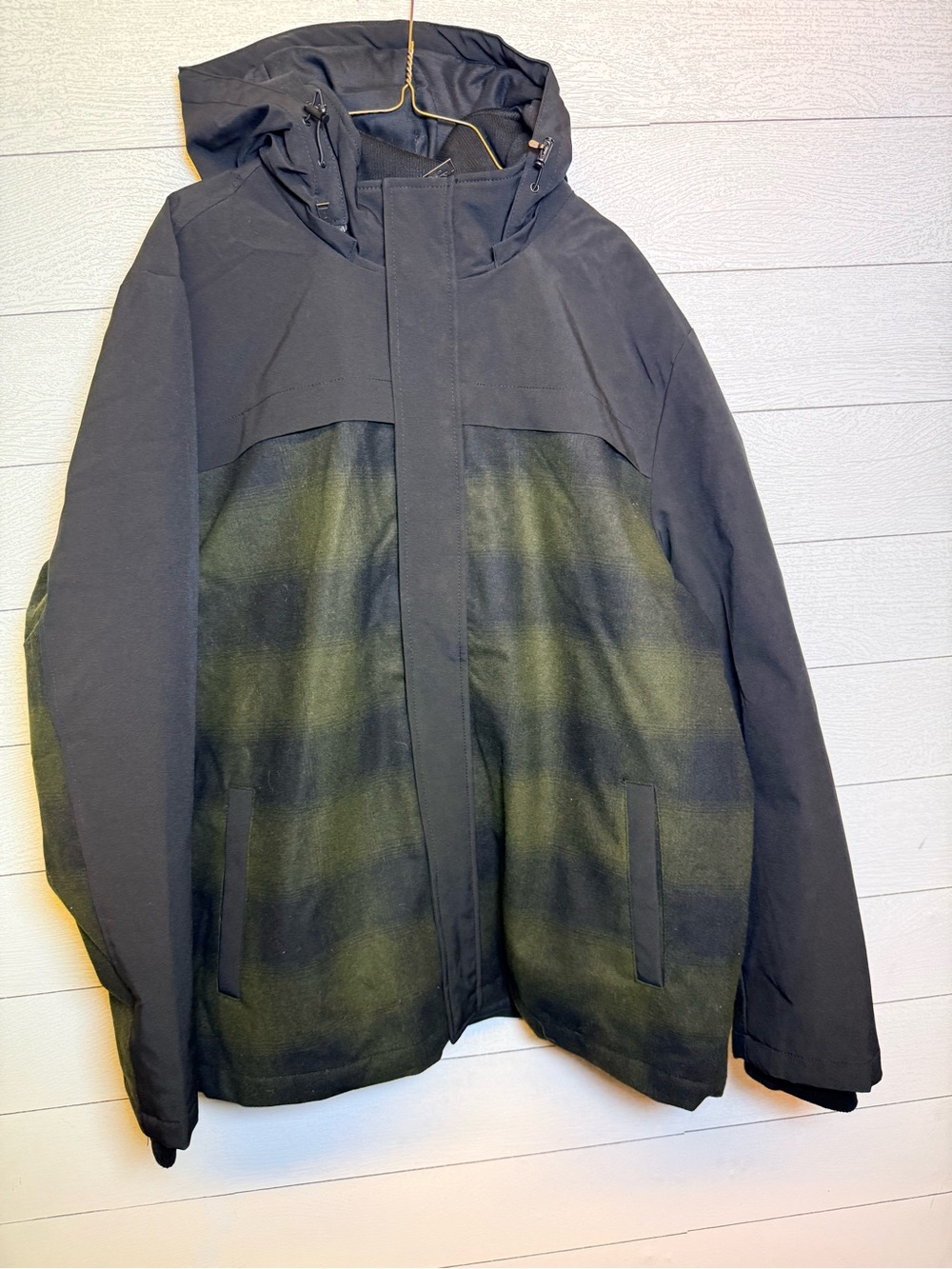 Pendleton men’s Softshell wool blend jacket removable hood green/black XXL NWT